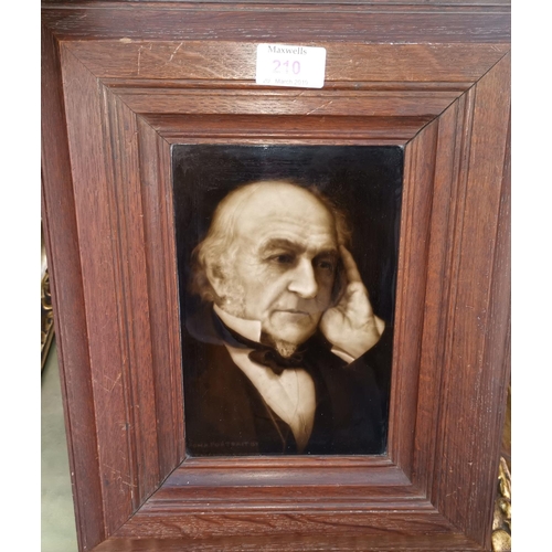 210 - A bust portrait on ceramic tile of Gladstone after Geo Cartlidge by Sherwin & Cotton