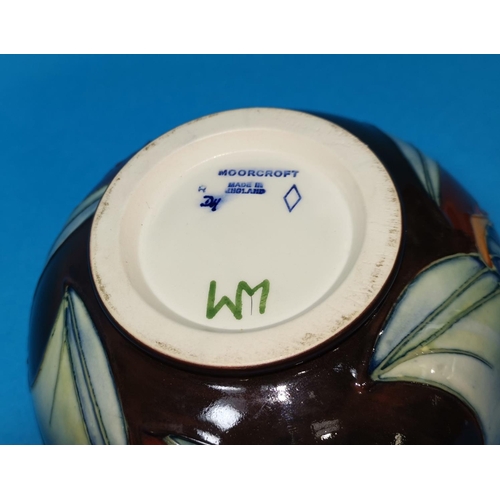 186 - A Moorcroft ceramic bowl, monogrammed to base 'WM & DH', diameter 16 cm