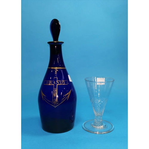 189 - A set of 3 gradating lustre jugs; other lustre ware; a 19th century Bristol blue decanter and wrythe... 