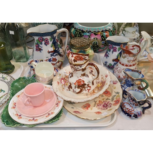 195 - A Cetem ware 4 piece jug and bowl set with floral decoration; 2 Losol ware vases and decorative pott... 