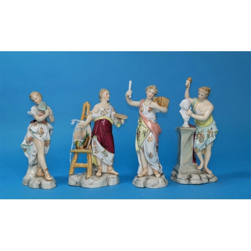 205 - A 19th century German group of Volkstedt porcelain figures representing the fine arts, 5