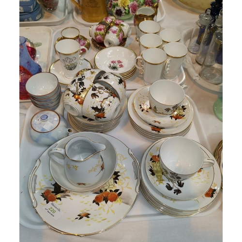 220 - A Royal Worcester 12 piece coffee set; a Royal Adderley rose pattern part set, 11 pieces; a chinoise... 