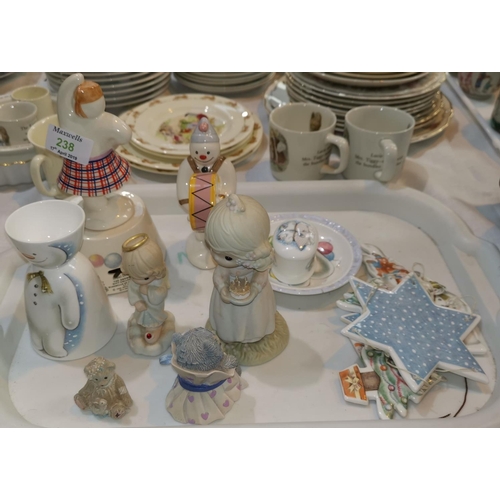 238 - A Royal Doulton 'The Snowman' gift collection base drummer, Bluebells of Scotland (winder missing); ... 