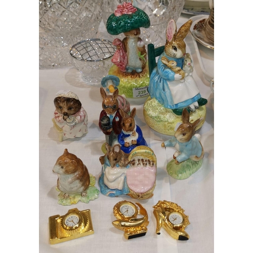 239 - Three Beswick Beatrix Potter figures:  Mrs Tiggy-winkle; Timmy Willie & Hunca  Munca; 2 musical Beat... 