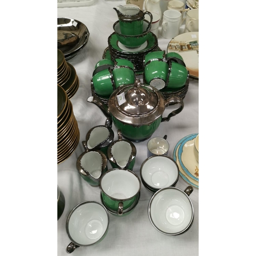 279 - A continental green and silver lustre part tea set, approx 46 pieces and a selection of collectors' ... 
