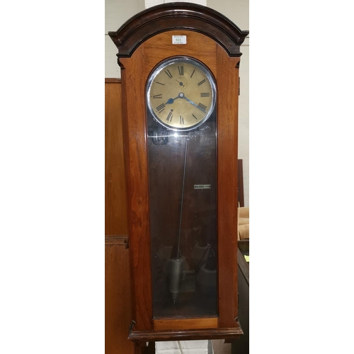 503 - An early mid 20th Century Induction Mahogany cased eletric clock with silvered and brass face height... 