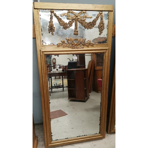 523 - A pair of large wall mirrors in gilt reproduction frames with swag decoration , 59.5