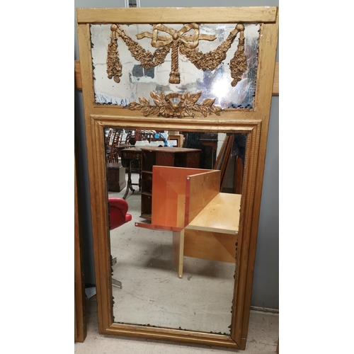 524 - A pair of large wall mirrors in gilt reproduction frames with swag decoration , 59.5