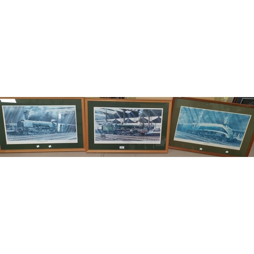 458 - J E Wilson:  King George VI, steam locomotive, and 2 others, signed limited editions, framed