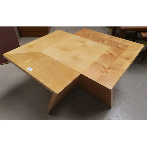 576 - A 1980's contemporary Cubist coffee table in maple, signed (Andrew) Martin Fraser, Nov 84, 42