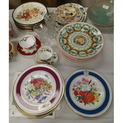 165 - A large selection of limited edition china plates, including Wedgwood; other decorative china