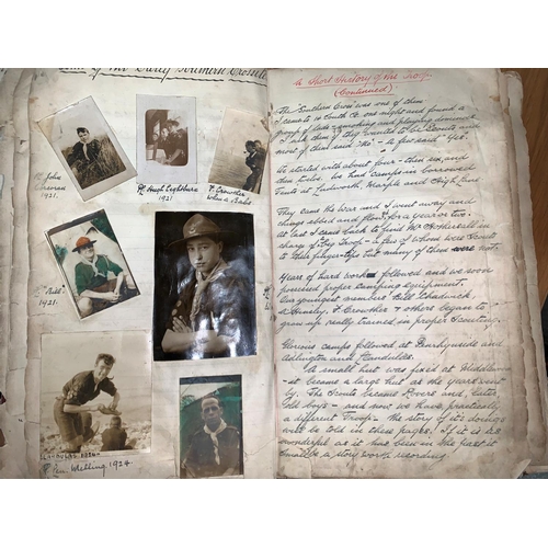 421A - A hand written account of Scouting in Manchester in the 1920's covering multiple subjects with pictu... 