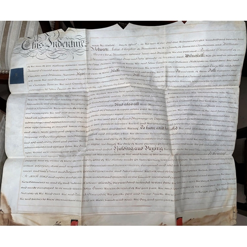 421B - An 1822 hand written deed on vellum with signatures etc