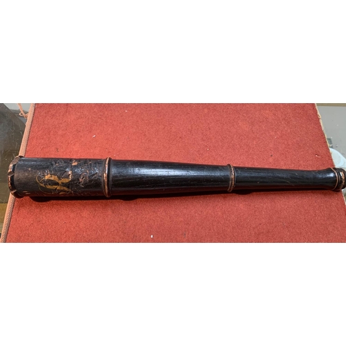 475a - A Victorian truncheon lettered 'VR' (a.f.); an antler handle walking stick, and others