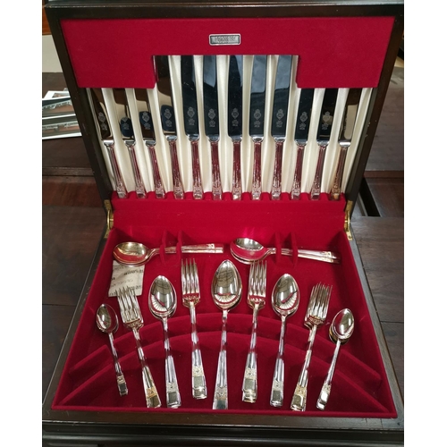 310 - An EPNS canteen of cutlery in stained wood box