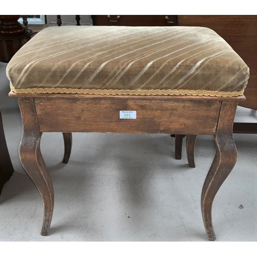 593 - A mahogany Art Nouveau piano stool with box seat