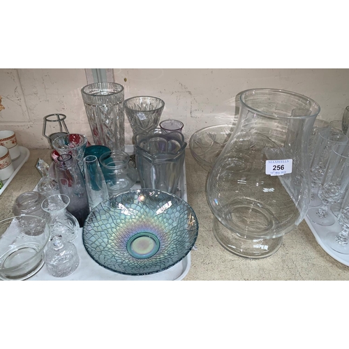 256 - A selection of cut and other drinking glasses; glassware