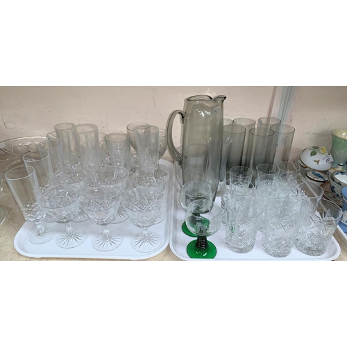 256 - A selection of cut and other drinking glasses; glassware