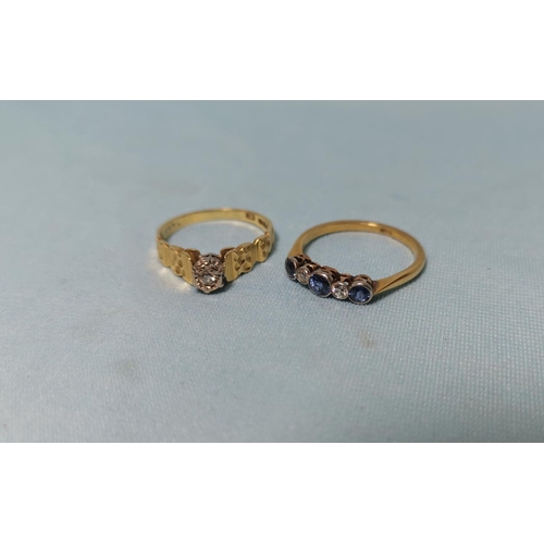 292 - Two 18 carat gold stone set dress rings, 5.2 gm