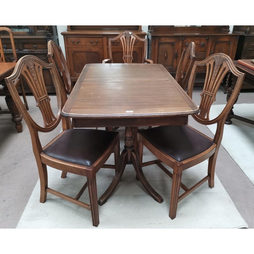 565 - A mahogany period style dining suite with rectangular extending table and 5 Hepplewhite style chairs... 