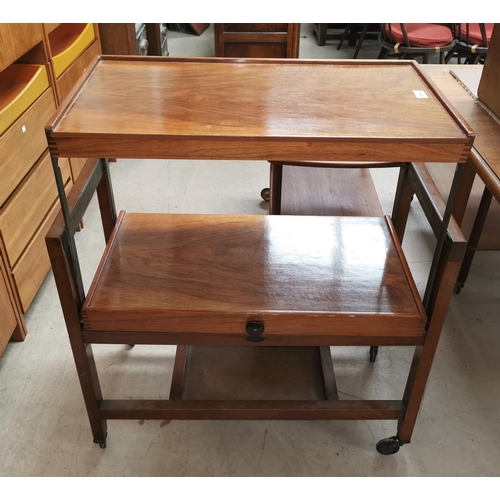 575 - A 1960's walnut trolley/table; a small oak side cabinet