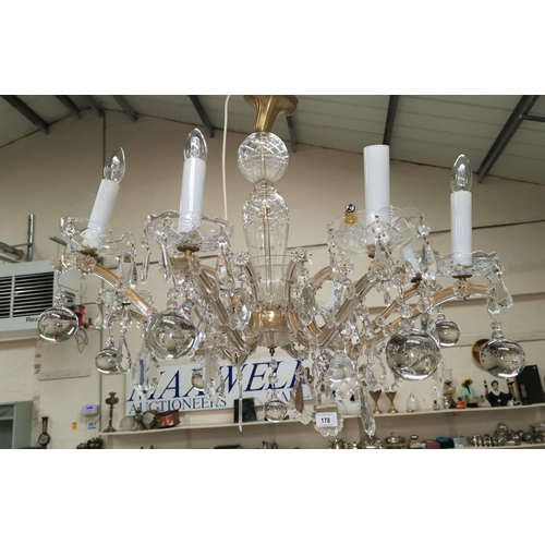 178 - A large cut glass chandelier formerly in Antrobus Hall