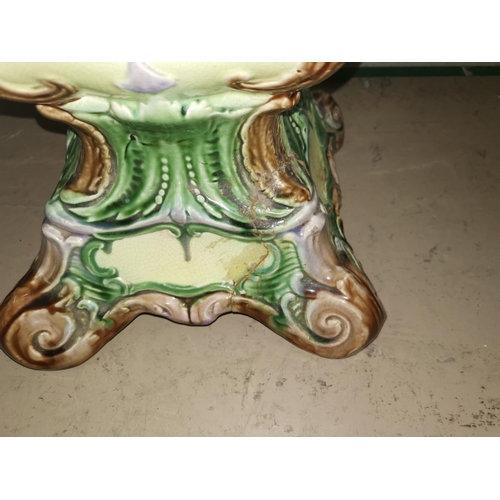 179 - An early 20th century majolica jardinière on stand