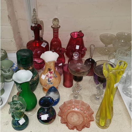 265 - A selection of Victorian cranberry and other coloured glassware