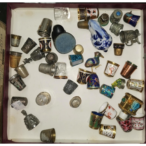 268 - A collection of silver; cloisonné and other thimbles; a toy shop; etc.