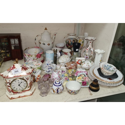 269 - A collection of trinket ware, including a Mason's clock