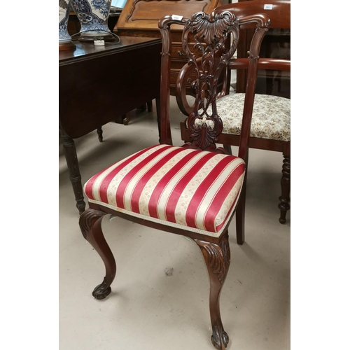 558 - An early 20th century mahogany salon chair of Chippendale design