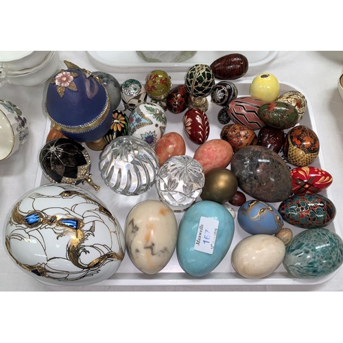 167 - A collection of Fabergé style eggs; other decorative eggs