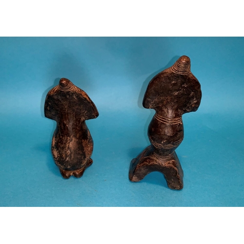 203 - Two African Tribal pottery stylised figures, height 7