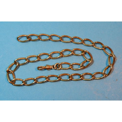 394 - A 18 carat curb chain albert, heavy large links, with clip, 54.5 gm