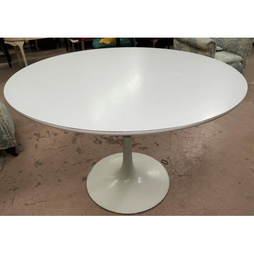 572 - A 1960's circular 'tulip' table with white laminate top, on pedestal base, diameter 42