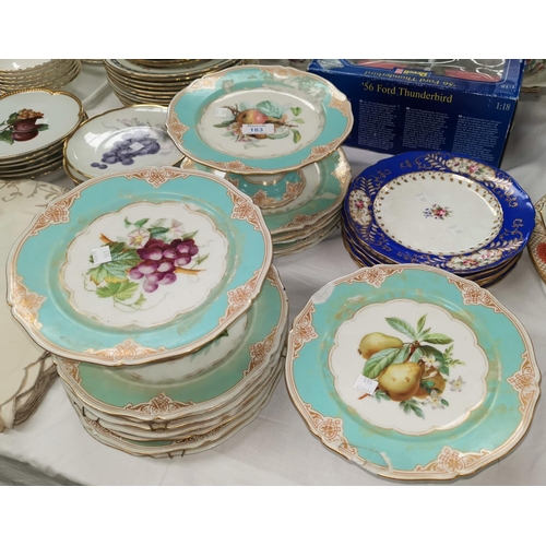 183 - A late 19th century French porcelain dessert service of 15 pieces; 6 English china cabinet plates