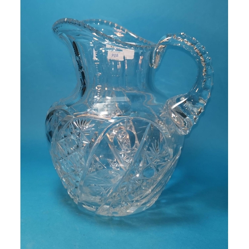 209 - A large 19th century cut glass water jug, 8.5