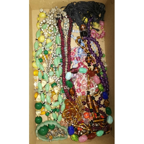 313 - A selection of necklaces:  coloured bead, crystal; diamante; etc.