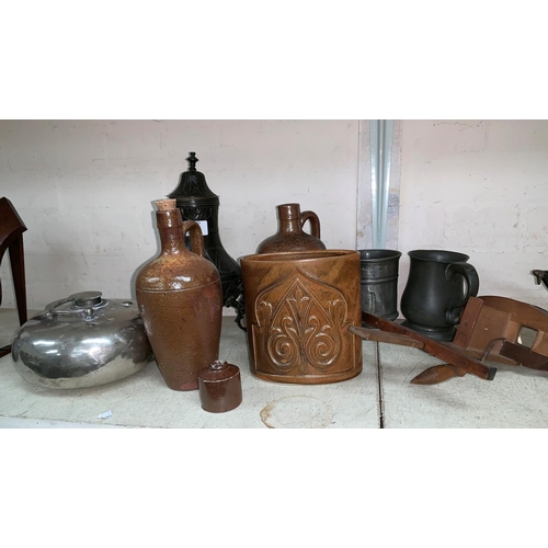 518 - Two 18th century pewter mugs and other collectables