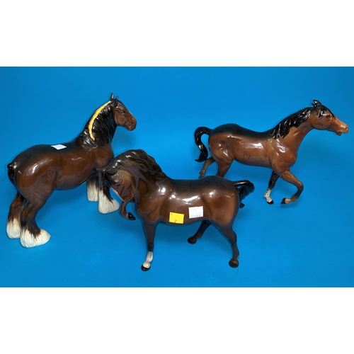 33 - A Beswick shire horse with plaited gold main length 13