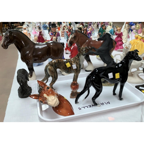 36 - A Spirit of Romance unicorn by David Cornell; a selection of China & resin horses & dogs