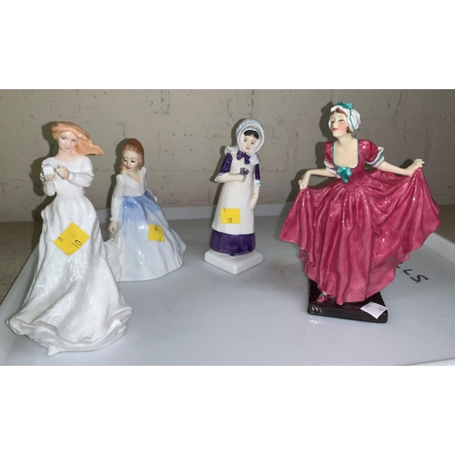 41 - 4 Royal Doulton figures Delight HN1772 (hairline cracks to base), Anna HN2802, Thank You HN3390, And... 