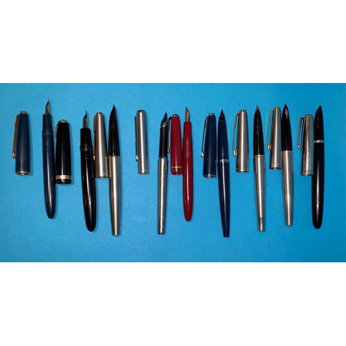 204 - 9 various 1960's and other Parker fountain pens