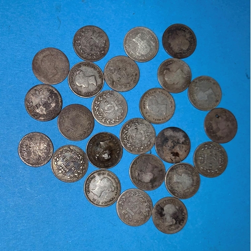 279 - A group of 24 Victorian silver 2d coins 1838