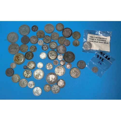 289 - A selection of coins with silver content QV - GVI