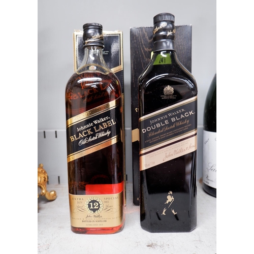 241 - Johnnie Walker Black Label extra special aged 12 years boxed 1 litre bottle and another