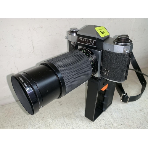 561 - A PRAKTICA SLR Camera with 75 - 200mm lens and pistol grip and release, a selection of other cameras