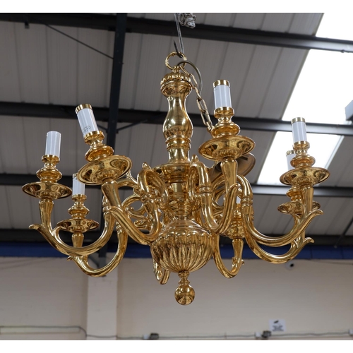 417 - A brass period style 8 branch chandelier
