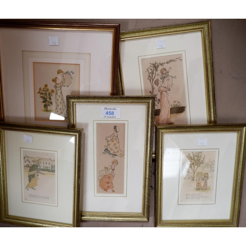 433 - Eleven Kate Greenaway nursery prints, framed and glazed