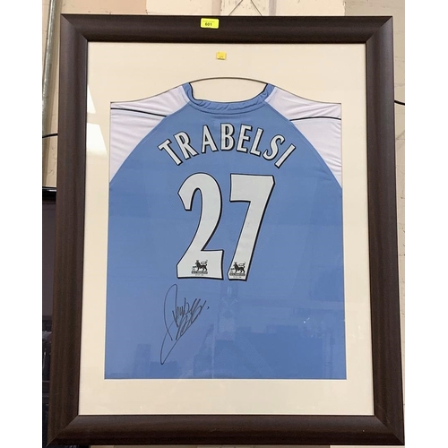 90 - A Manchester City shirt signed by Hatem Trabelsi, f&g